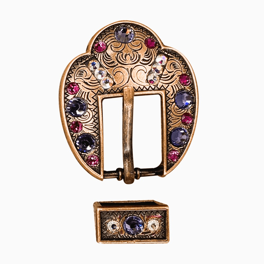 Fuchsia, AB &amp; Lilac Copper European Crystal Fancy Buckle