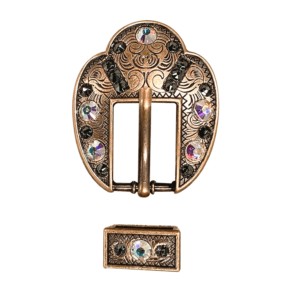 AB &amp; Jet Copper European Crystal Fancy Buckle