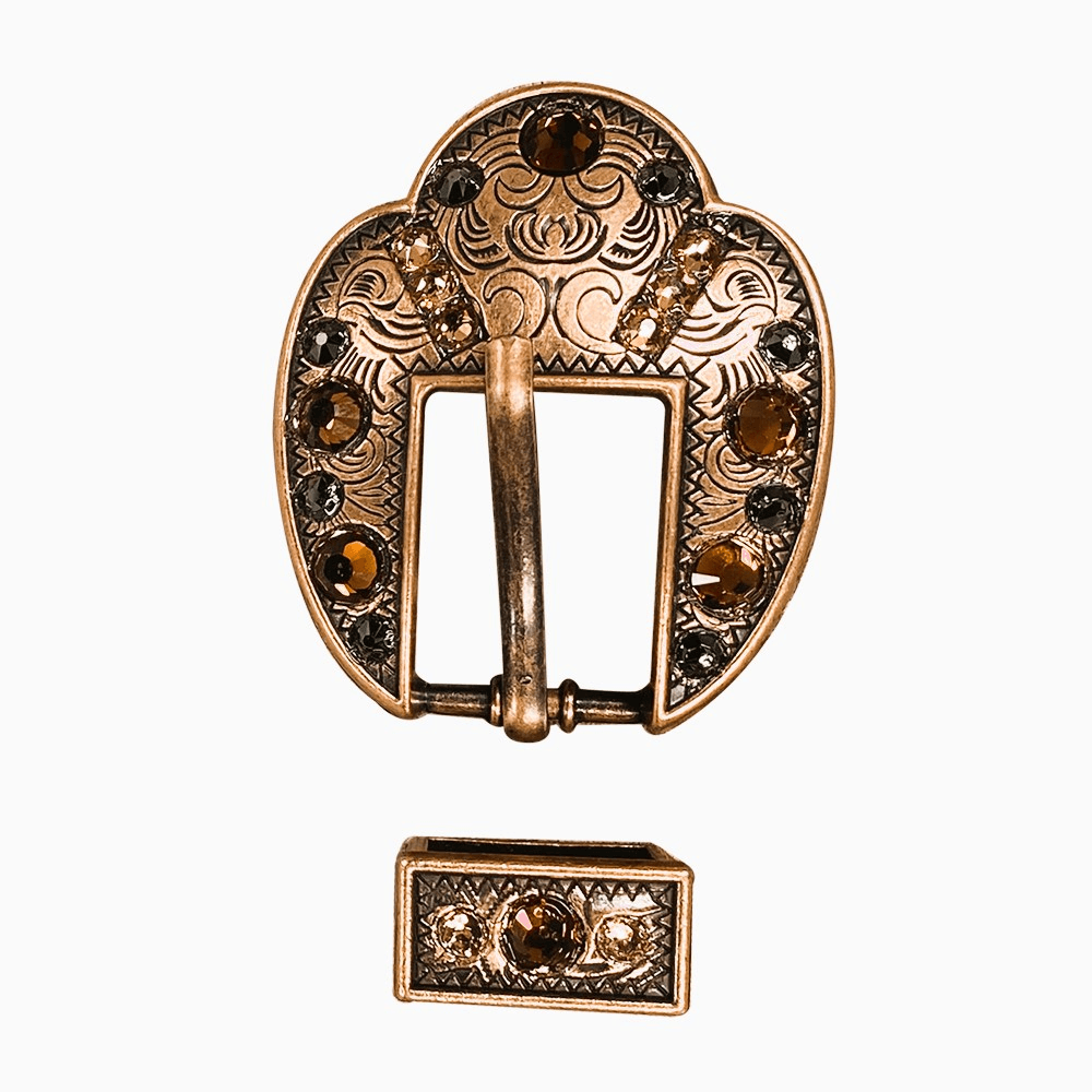 Jet Champagne &amp; Topaz Copper European Crystal Fancy Buckle