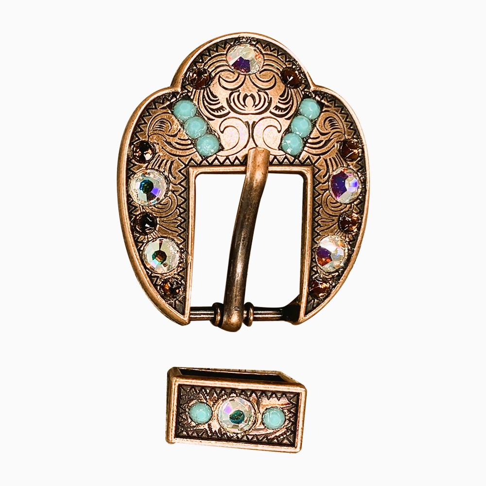 Copper Topaz - Turquoise - AB - Crystal Conchos Sizes from 1"-3" and Buckles