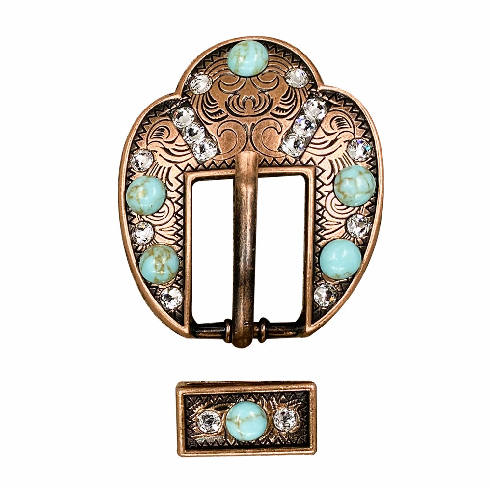 Copper Turquoise - Clear - Crystal Conchos Sizes from 1"- 3" and Buckles