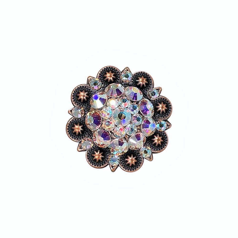 Copper AB Crystal Conchos Sizes from 1"-3" and Buckles