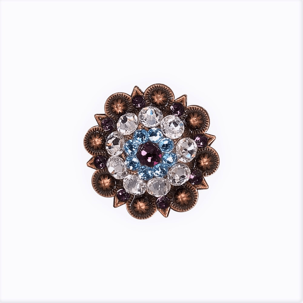 Amethyst, Aqua &amp; Clear Copper 1.5" European Crystal Concho