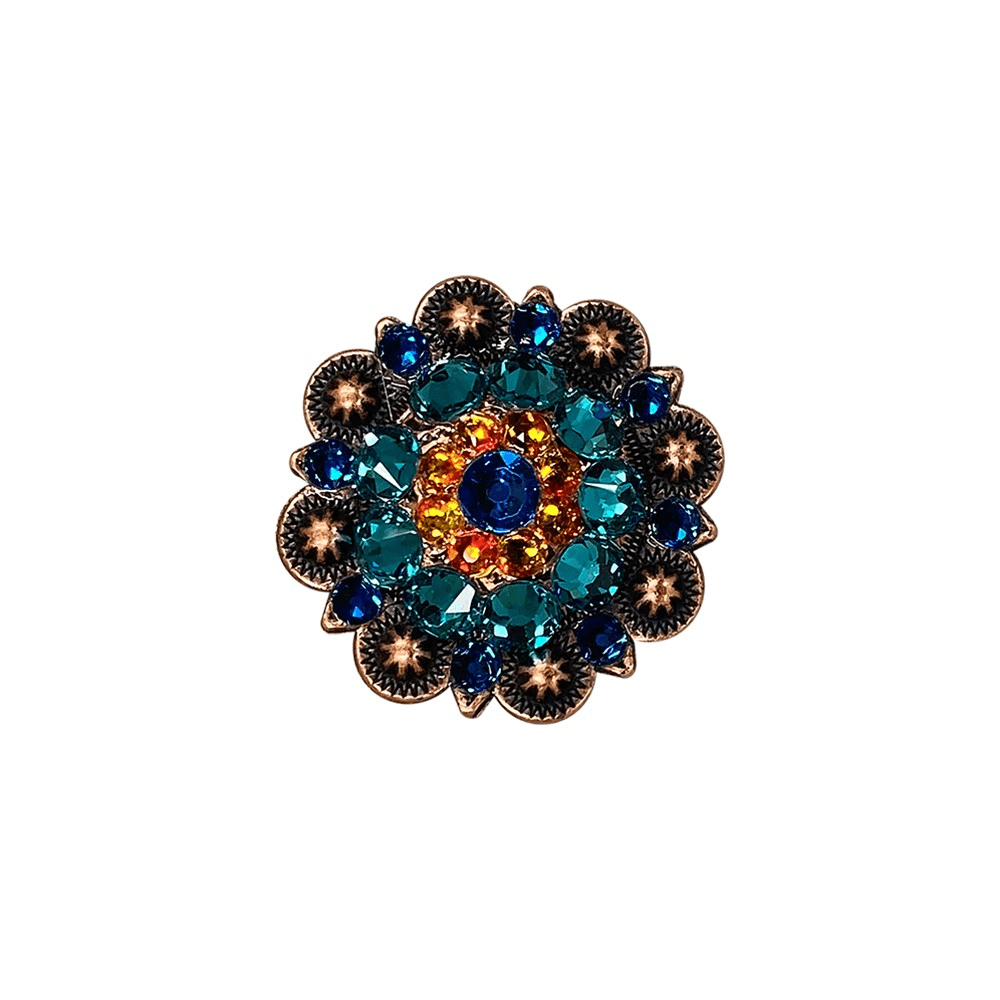 Capri Fire Opal &amp; Teal Copper 1.5" European Crystal Concho