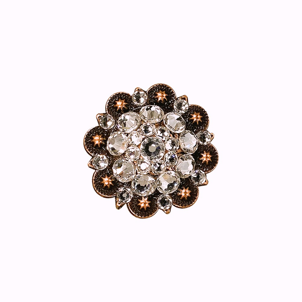 Copper Clear Crystal Conchos Sizes from 1"-3" and Buckles