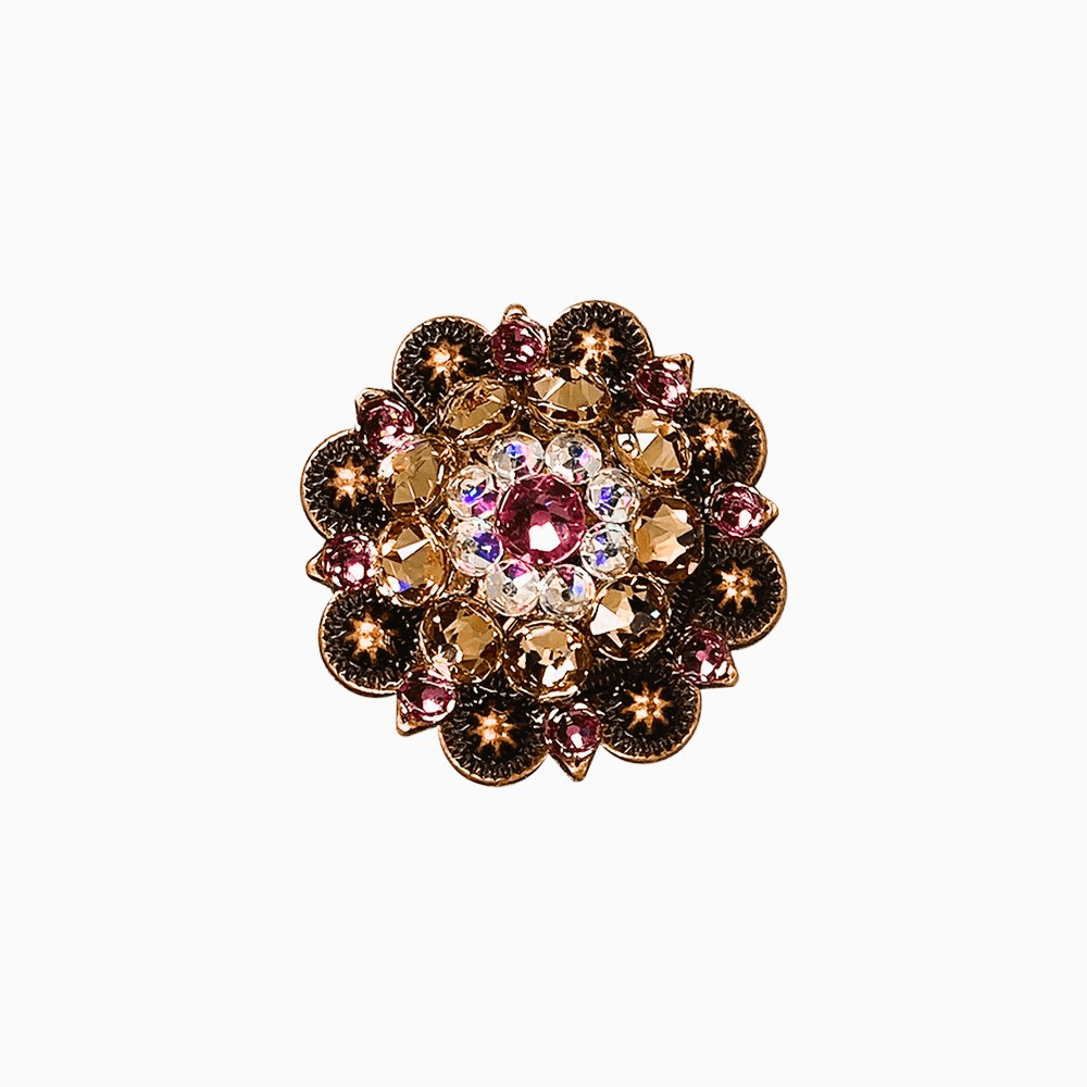 Pink Champagne &amp; AB Copper 1.5" European Crystal Concho