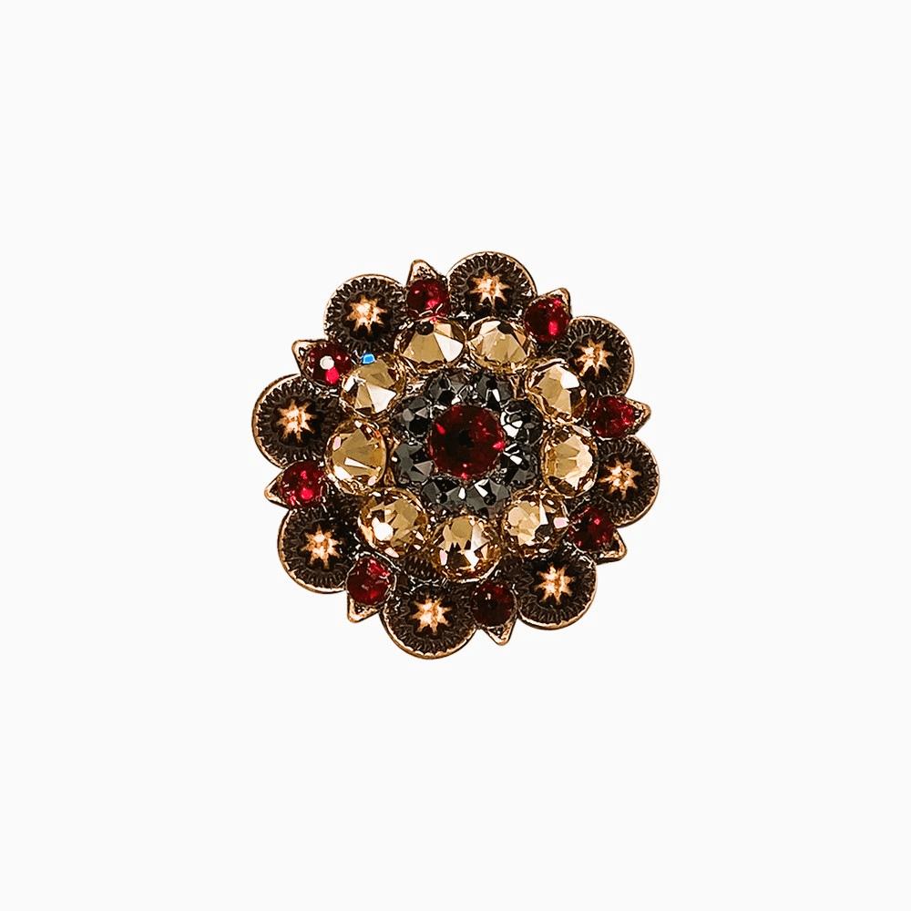 Ruby Jet &amp; Champagne Copper 1.5" European Crystal Concho
