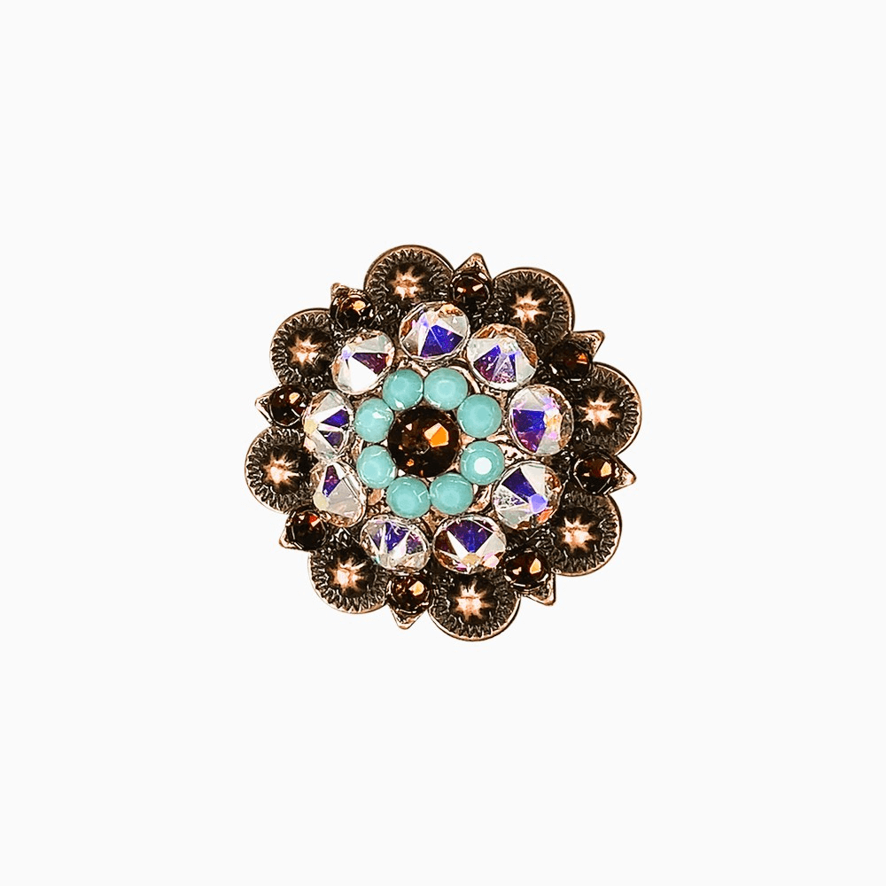 Topaz Turquoise &amp; AB Copper 1.5" European Crystal Concho