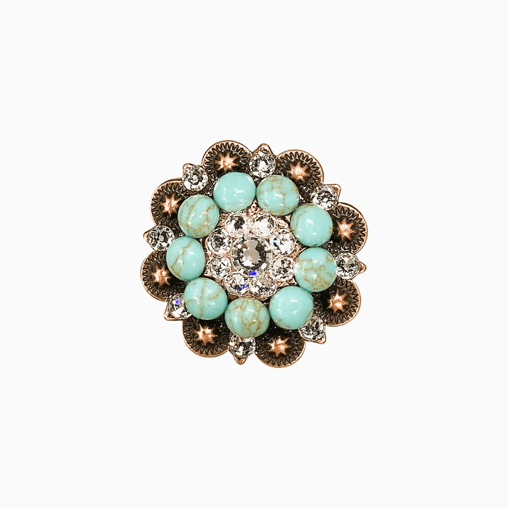 Fashion Turquoise &amp; Clear Copper 1.5" European Crystal Concho