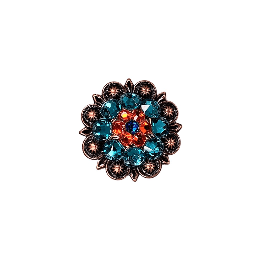 Capri Fire Opal &amp; Teal Copper 1.25" European Crystal Concho