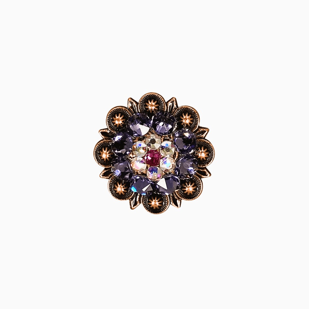 Fuchsia, AB &amp; Lilac Copper 1.25" European Crystal Concho