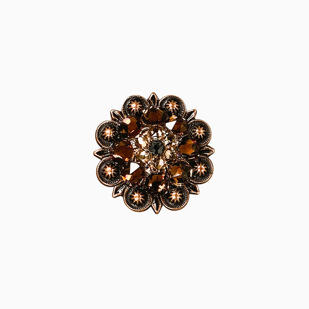 Copper Jet - Champagne - Topaz - Crystal Conchos Sizes from 1"-3" and Buckles