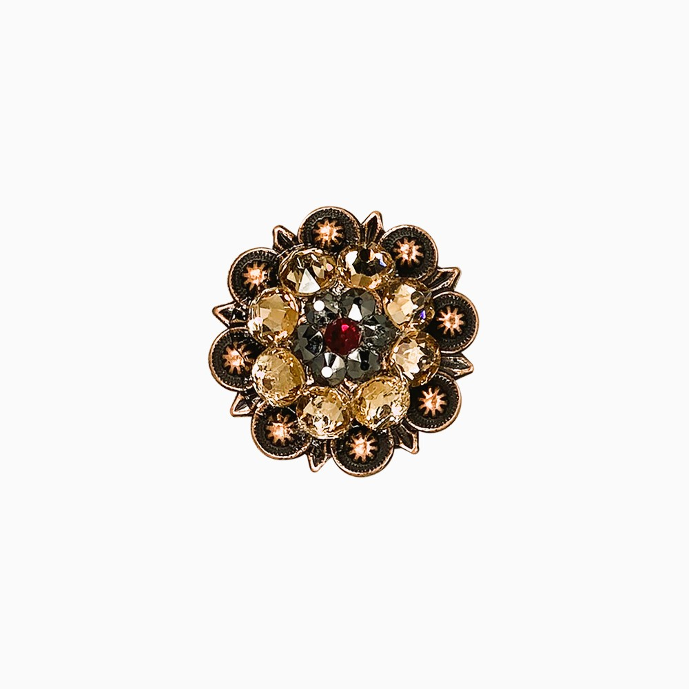 Copper Ruby - Jet - Champagne - Crystal Conchos Sizes from 1"-3" and Buckles