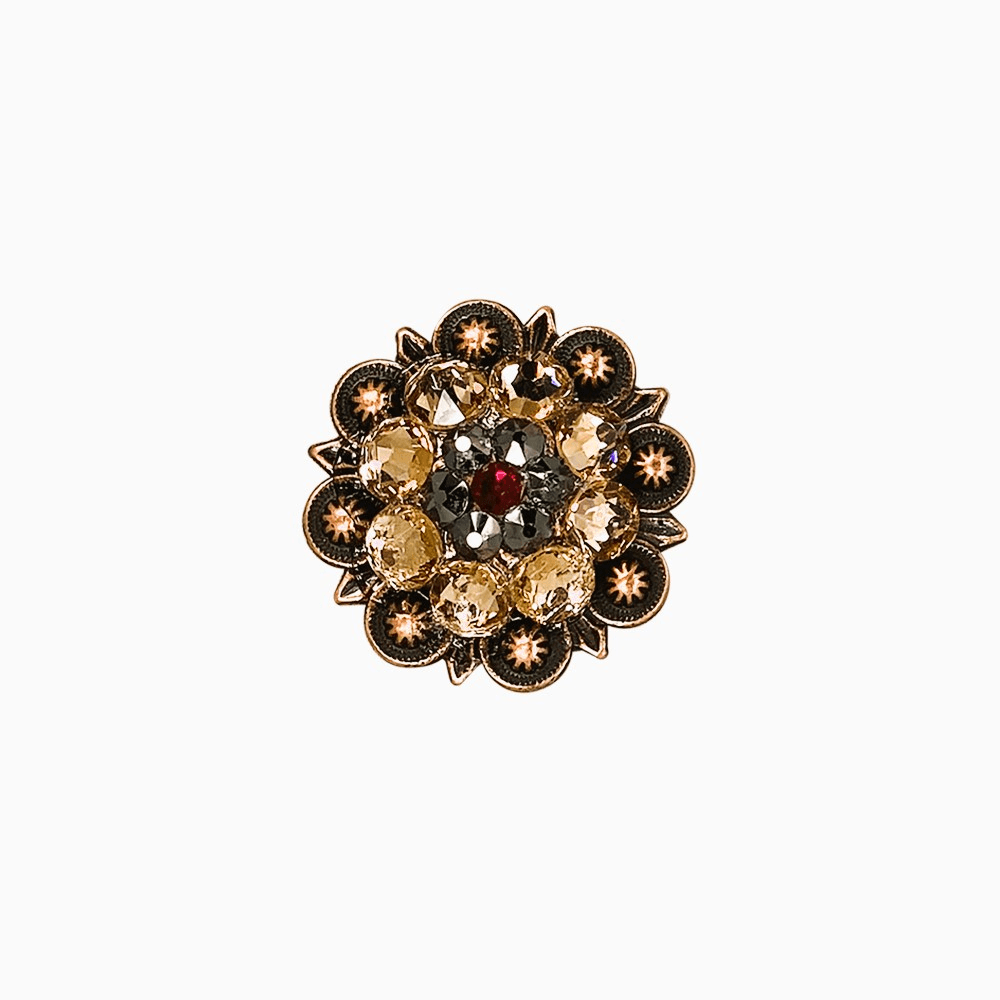 Ruby Jet &amp; Champagne Copper 1.25" European Crystal Concho