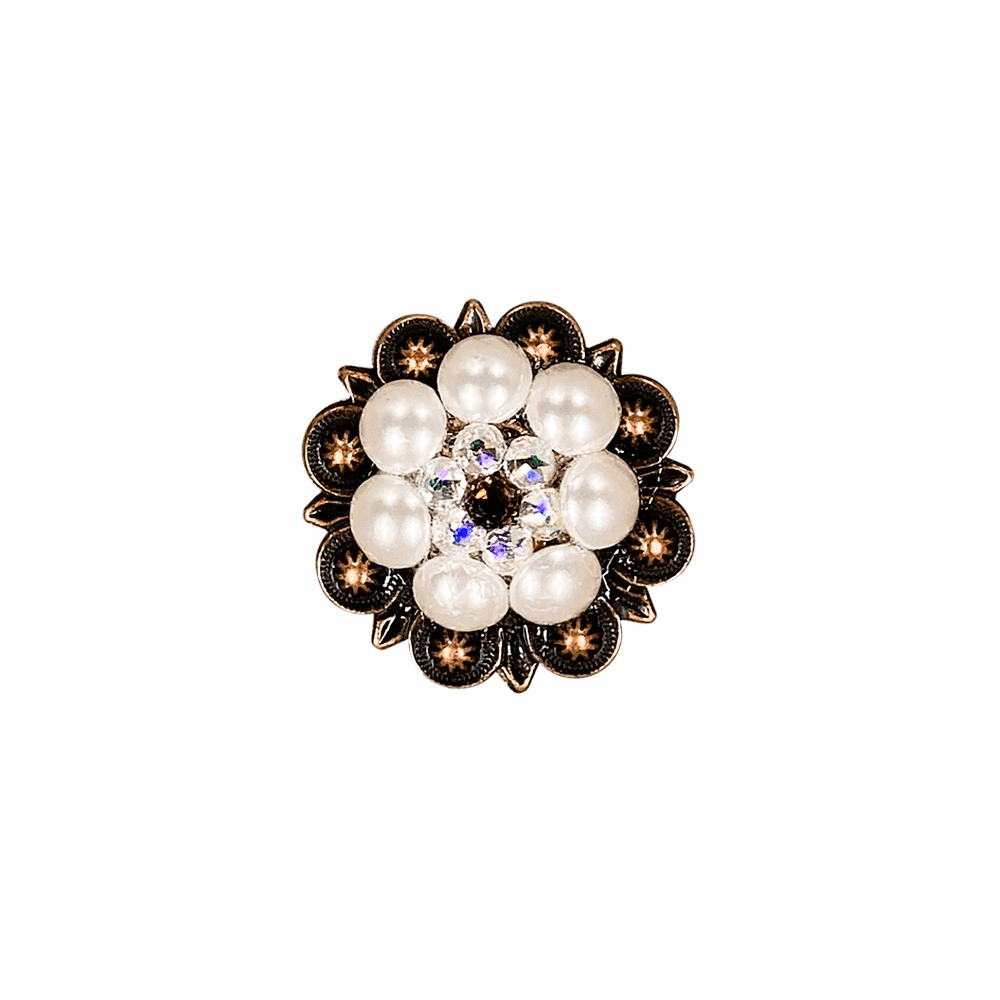 Topaz, AB &amp; Pearl Copper 1.25" European Crystal Concho