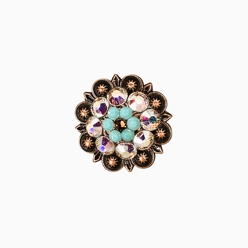 Copper Topaz - Turquoise - AB - Crystal Conchos Sizes from 1"-3" and Buckles