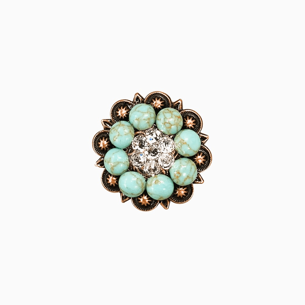Fashion Turquoise &amp; Clear Copper 1.25" European Crystal Concho