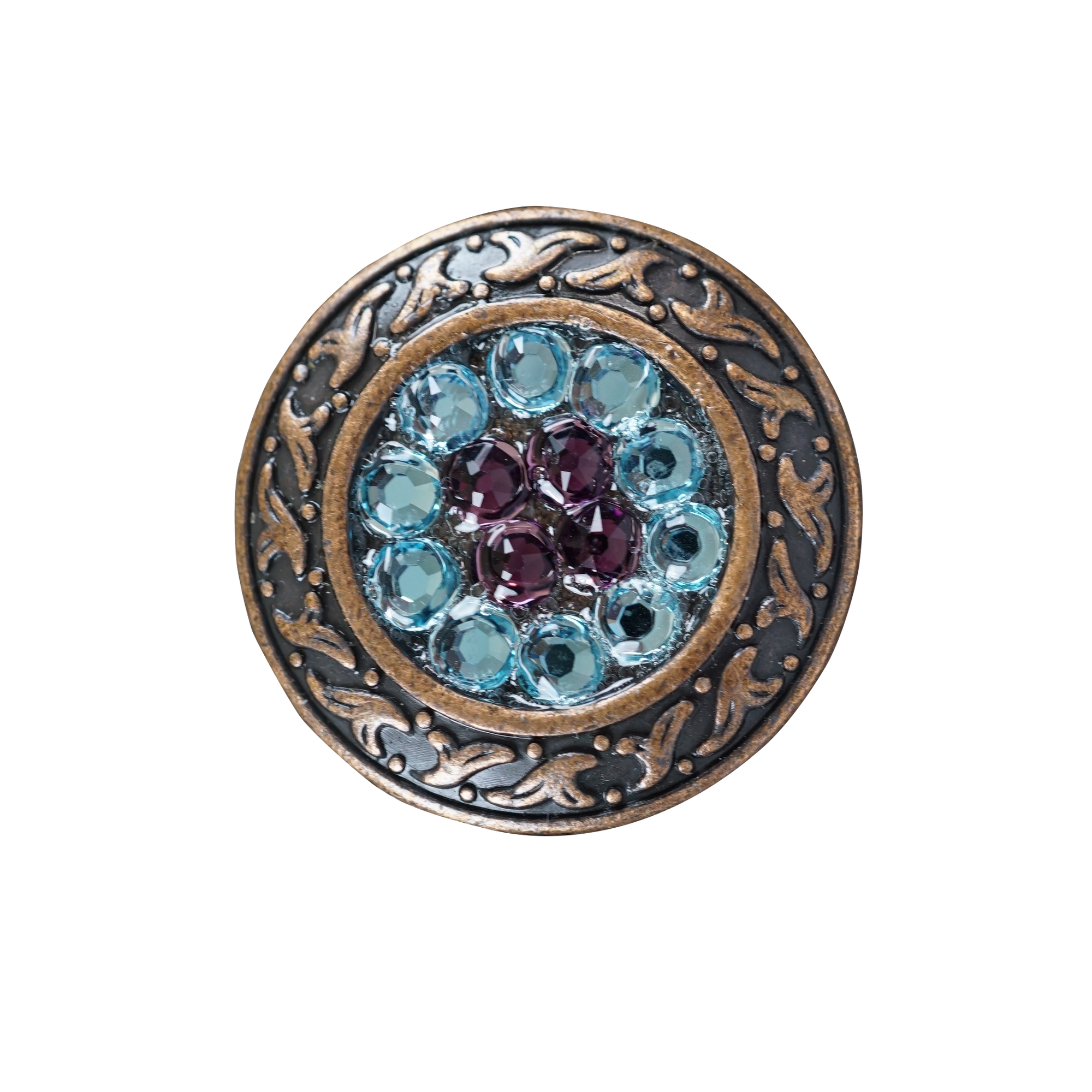Amethyst - Aqua Copper 1.25" Disc European Crystal Concho