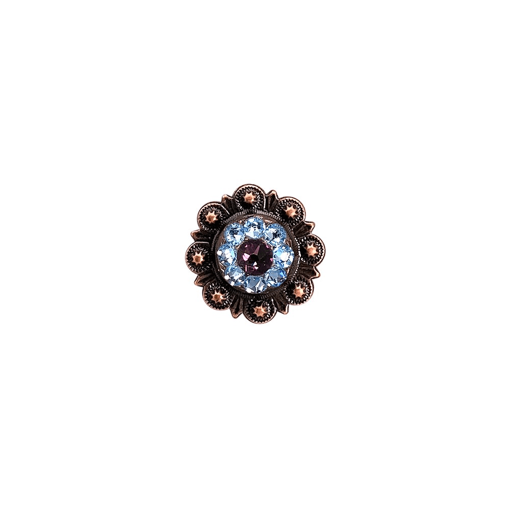 Amethyst &amp; Aqua Copper 1" European Crystal Concho