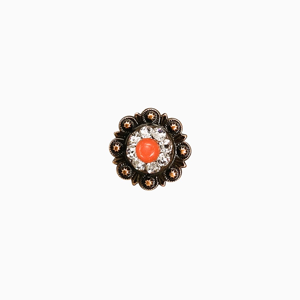 Copper Coral - Clear Crystal Conchos Sizes from 1"-3" and Buckles