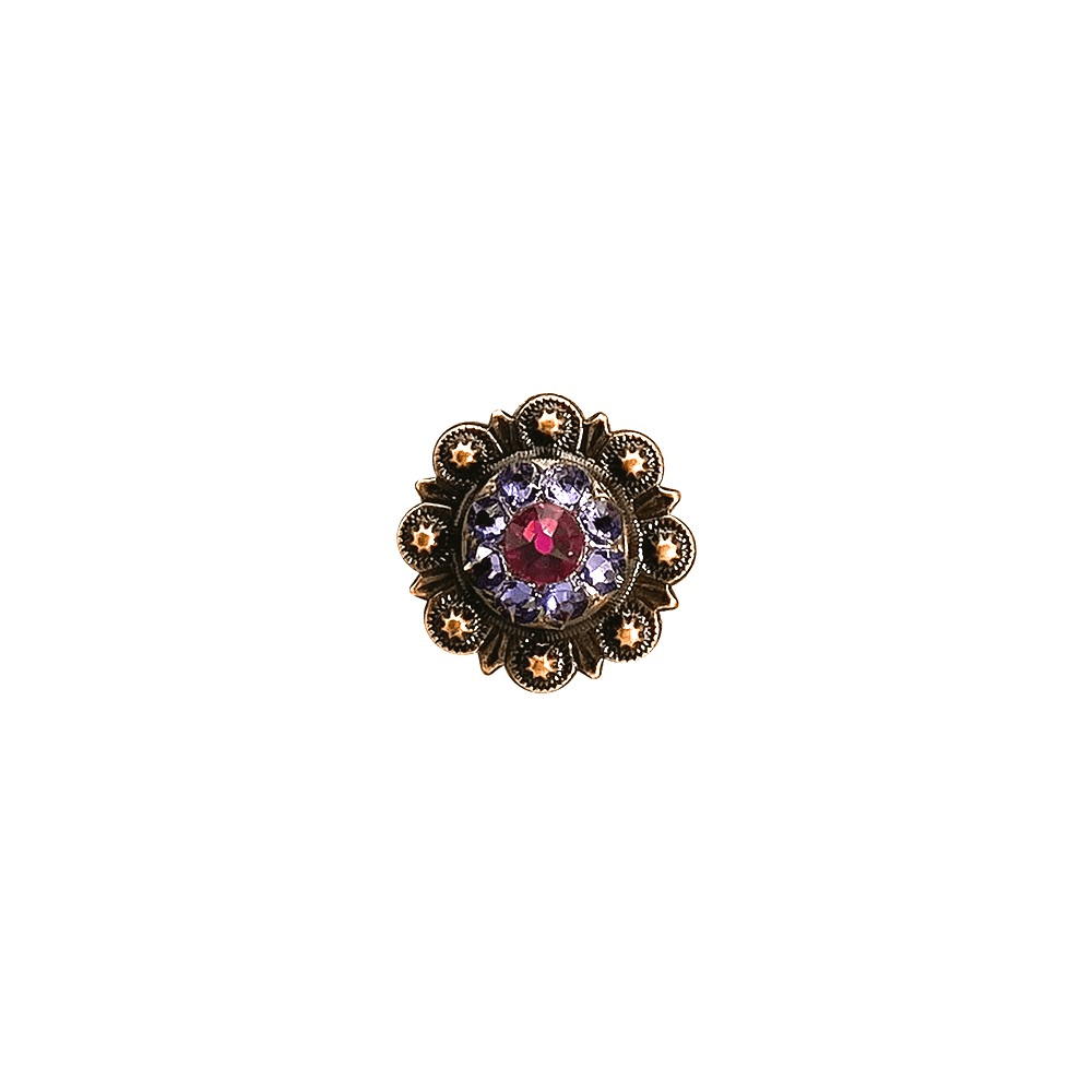 Fuchsia &amp; Lilac Copper 1" European Crystal Concho