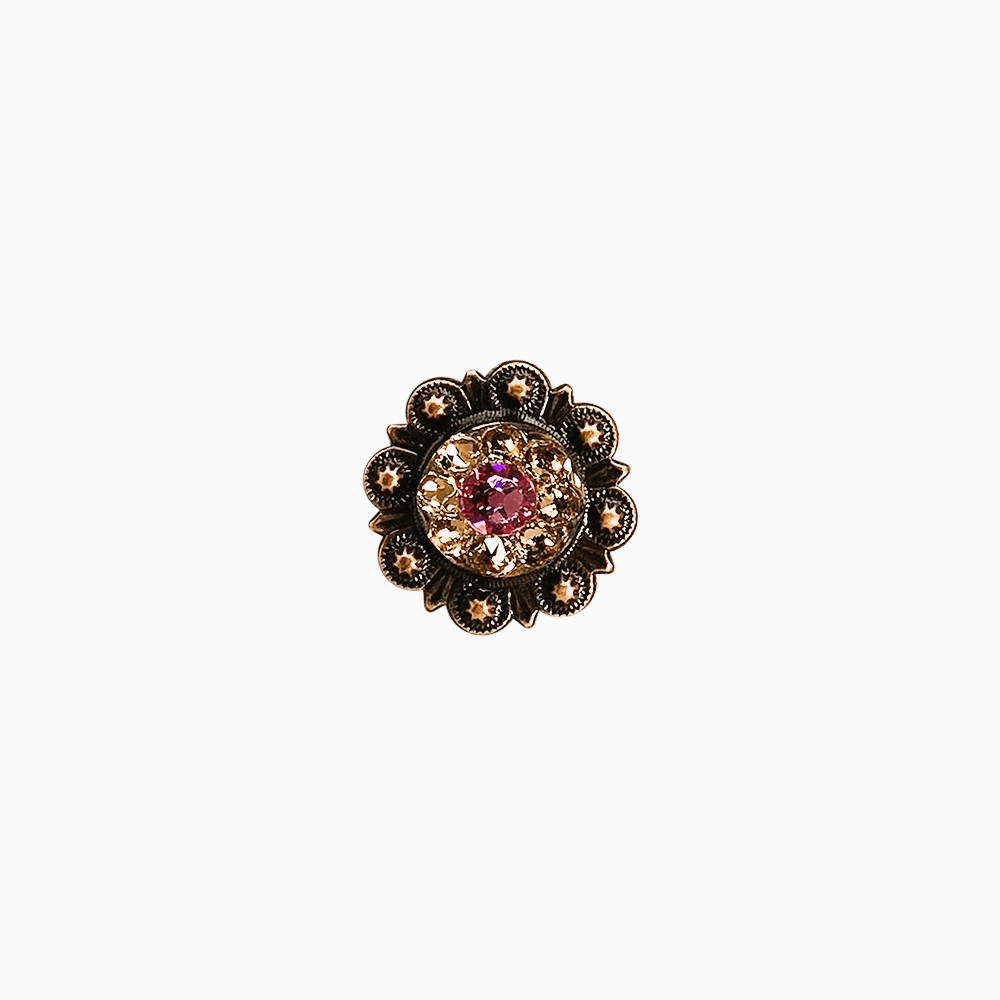 Pink &amp; Champagne Copper 1" European Crystal Concho
