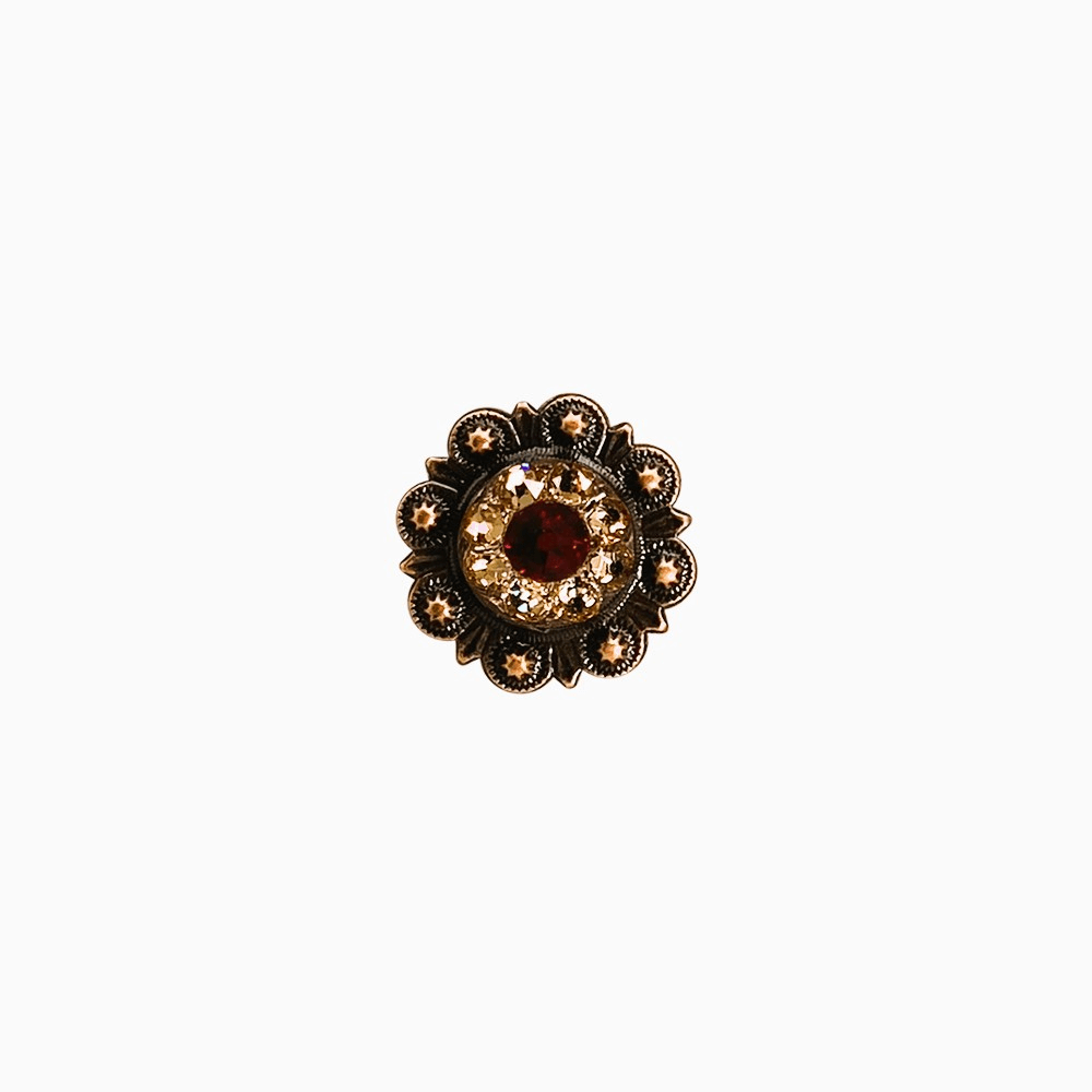 Ruby &amp; Champagne Copper 1" European Crystal Concho