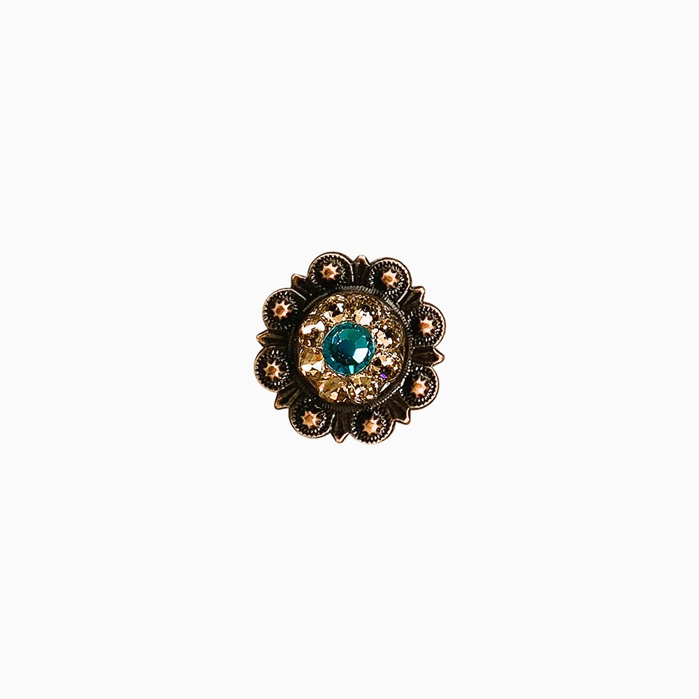 Copper Teal - Champagne - Topaz - Crystal Conchos Sizes from 1"-3" and Buckles