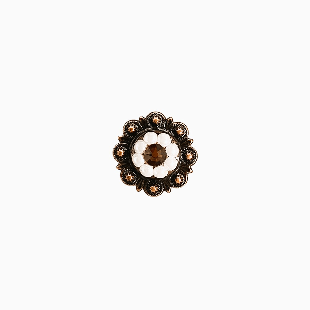 Topaz &amp; Pearl Copper 1" European Crystal Concho