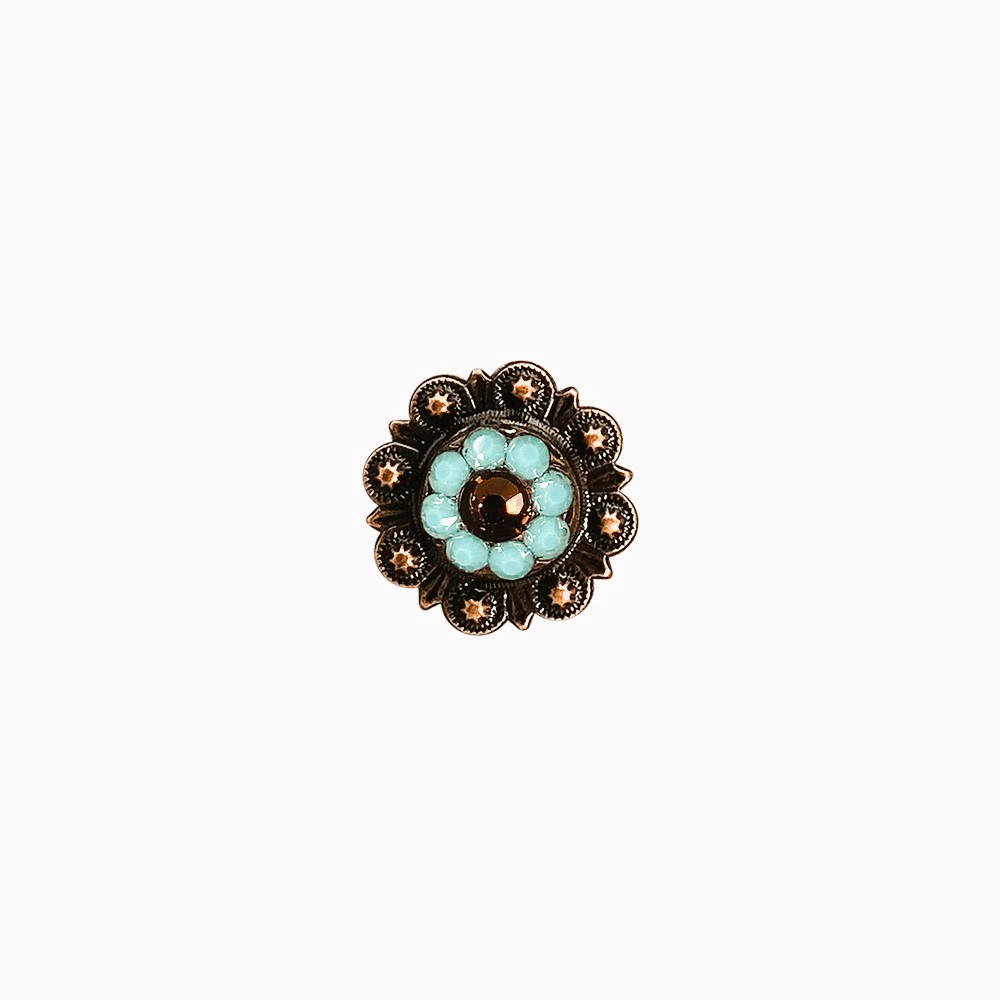 Topaz &amp; Turquoise Copper 1" European Crystal Concho