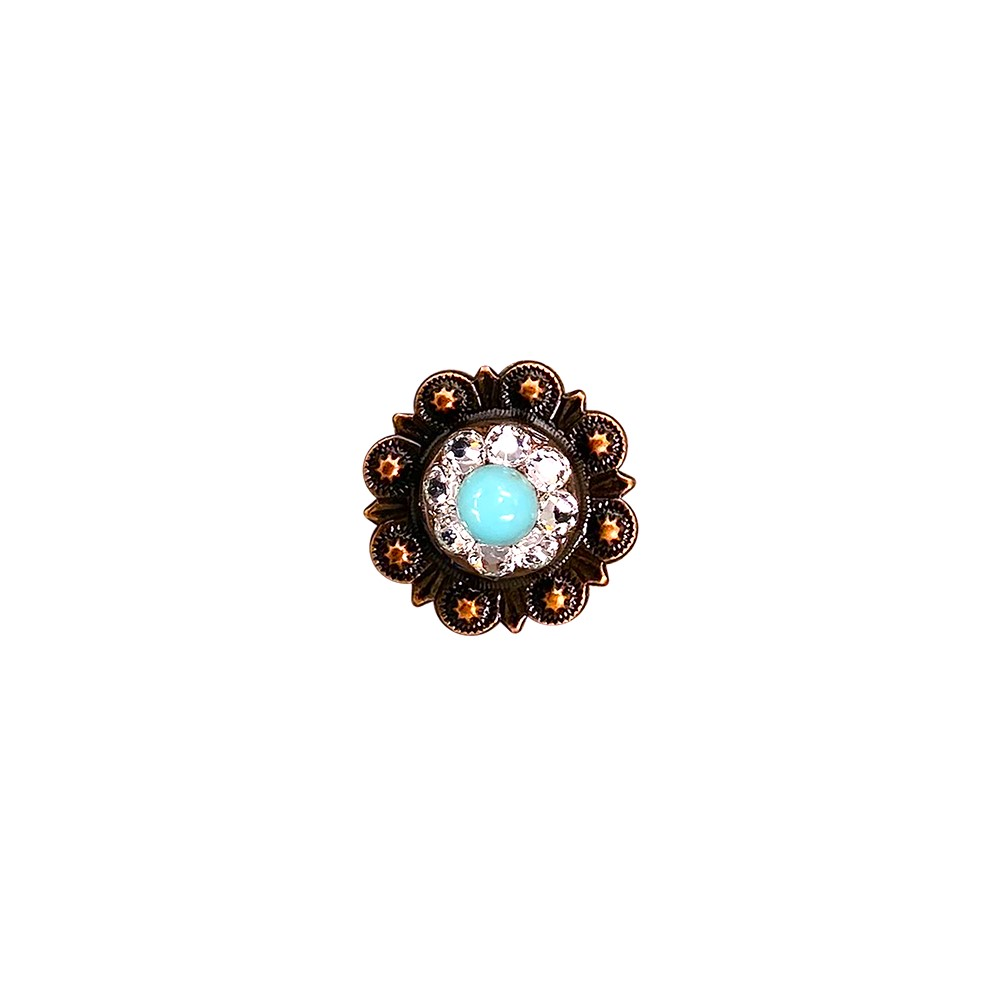 Copper Turquoise - Clear - Crystal Conchos Sizes from 1"- 3" and Buckles
