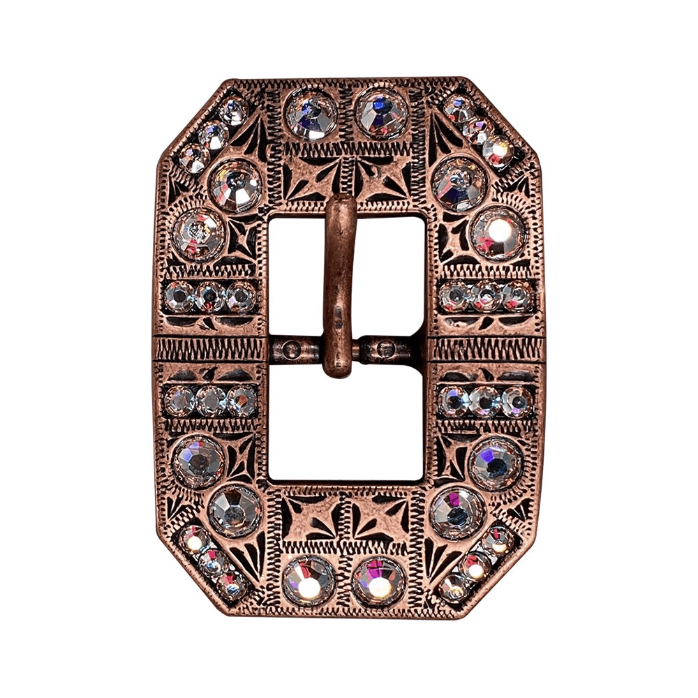 AB Copper European Crystal Square Cart Buckle