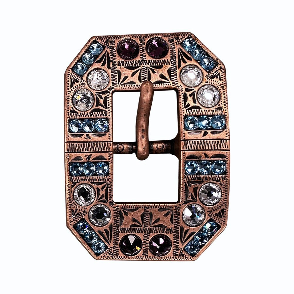 Copper Amethyst, Aqua, Clear Crystal Conchos Sizes from 1"-3" and Buckles
