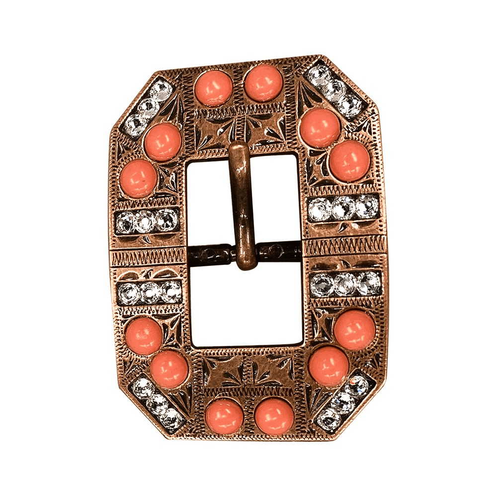 Fashion Coral &amp; Clear Copper European Crystal Square Cart Buckle