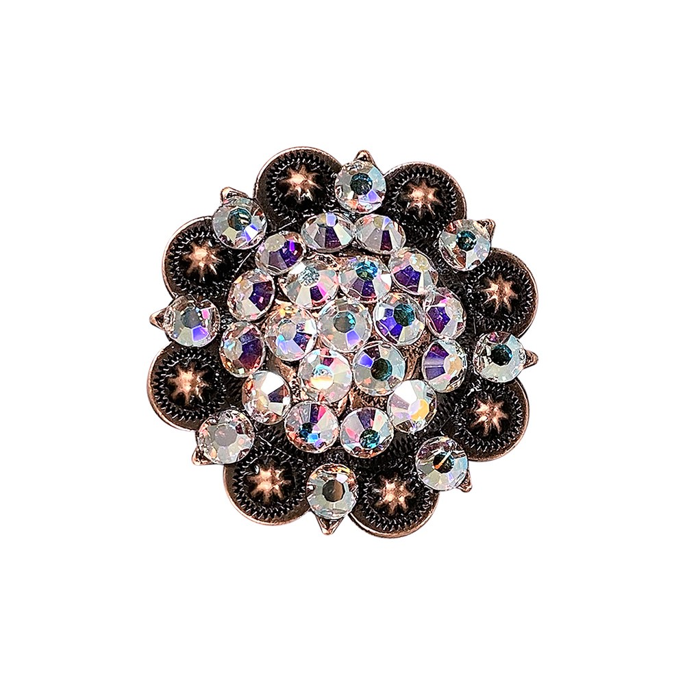 Copper AB Crystal Conchos Sizes from 1"-3" and Buckles
