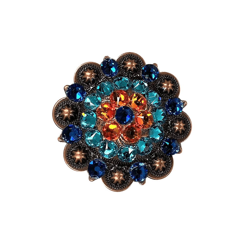 Capri Fire Opal &amp; Teal Copper 2" European Crystal Concho