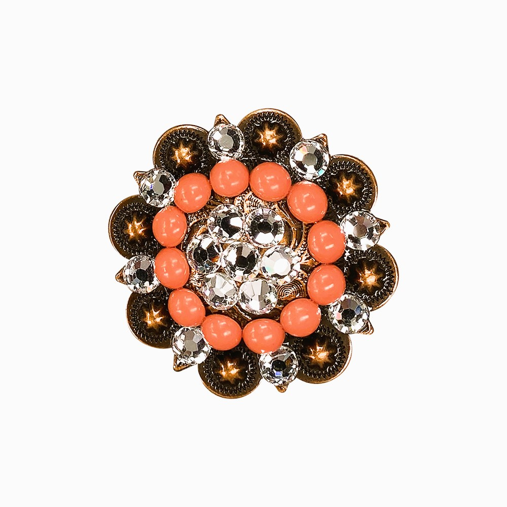 Copper Coral - Clear Crystal Conchos Sizes from 1"-3" and Buckles