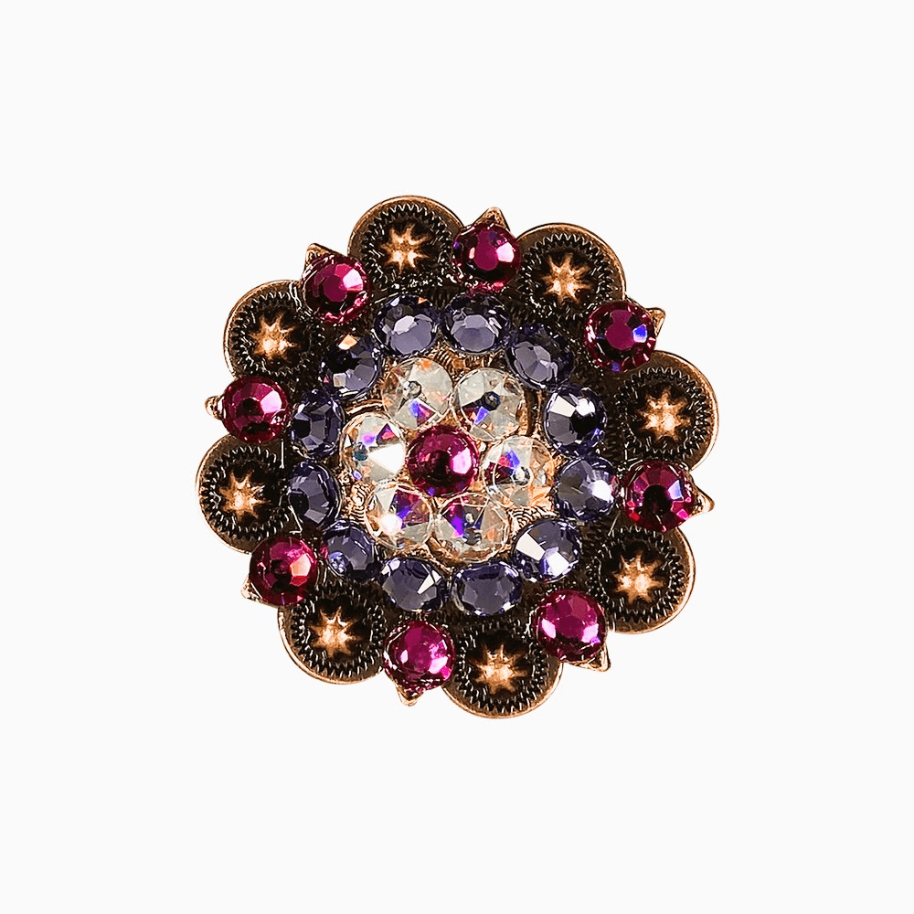 Fuchsia, AB &amp; Lilac Copper 2" European Crystal Concho