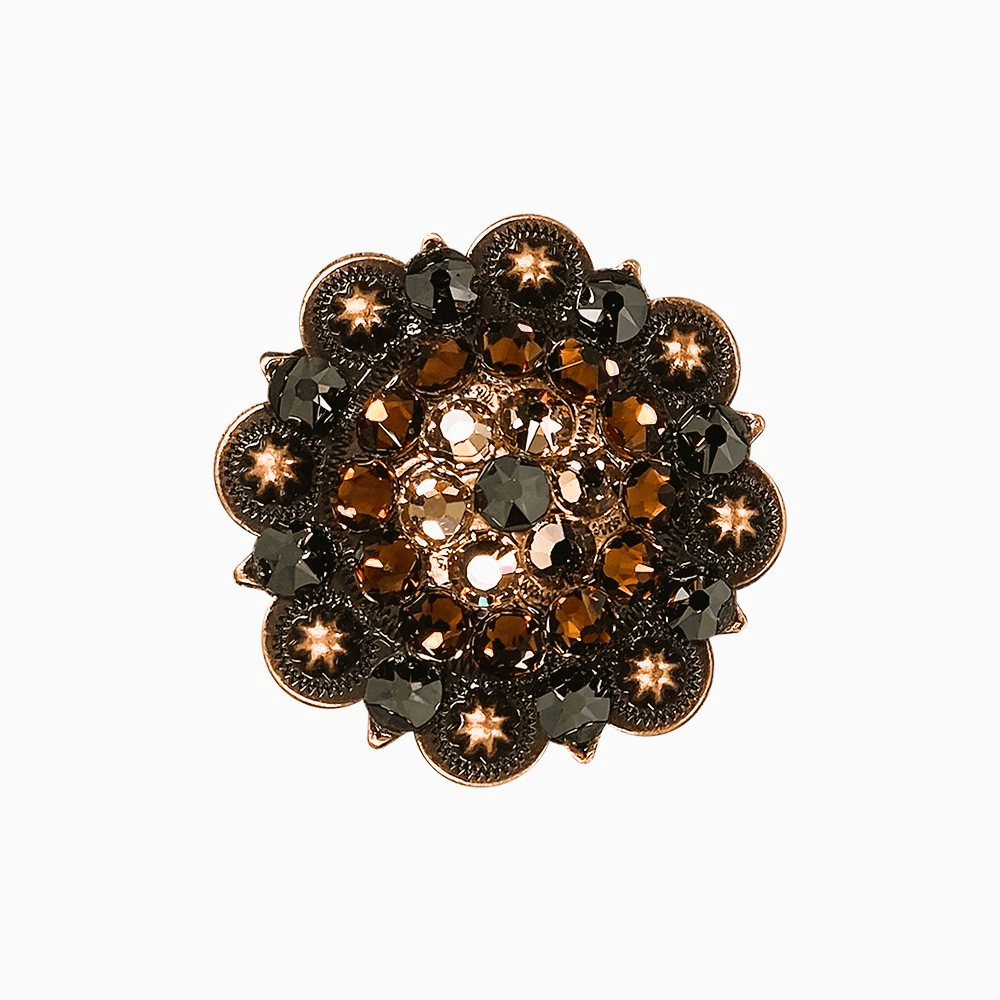 Jet Champagne &amp; Topaz Copper 2" European Crystal Concho