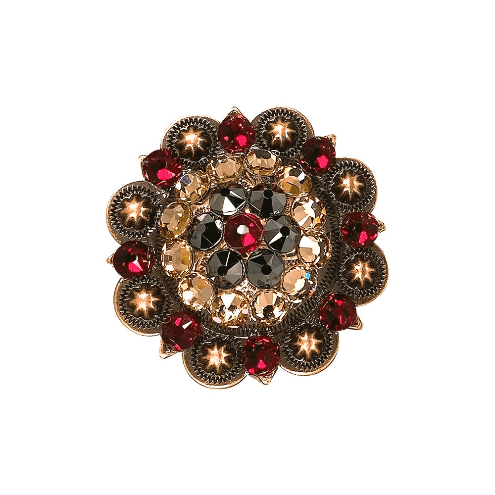Ruby Jet &amp; Champagne Copper 2" European Crystal Concho