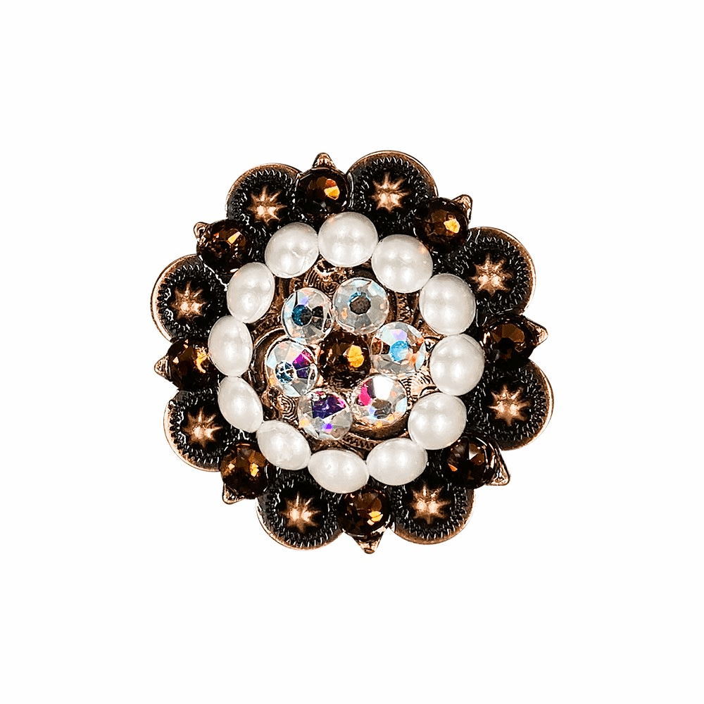 Topaz, AB &amp; Pearl Copper 2" European Crystal Concho