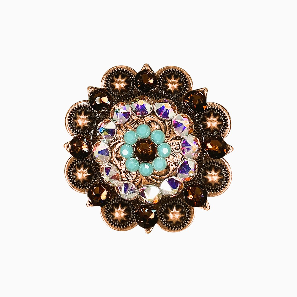 Copper Topaz - Turquoise - AB - Crystal Conchos Sizes from 1"-3" and Buckles