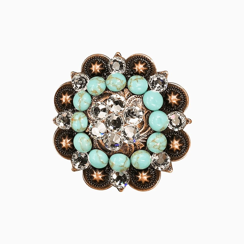 Fashion Turquoise &amp; Clear Copper 2" European Crystal Concho