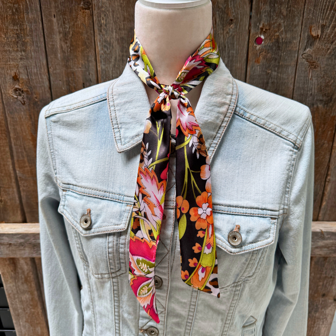 Yellow and Black Western Skinny Mini Wild Rag Scarf / Cowgirl Necktie 