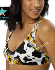 Yeehaw Cow Print Sunflower Bikini Top
