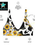 Yeehaw Cow Print Sunflower Bikini Top