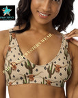 Yeehaw Longhorn Ranch Cactus Bikini Top