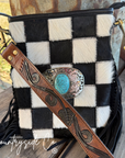 Bandit Checkered Buckle Fringe Purse