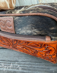 High Plains Tooled Leather and Cowhide Toiletry Bag
