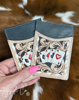 Gambler Tooled Leather Credit Card Holder